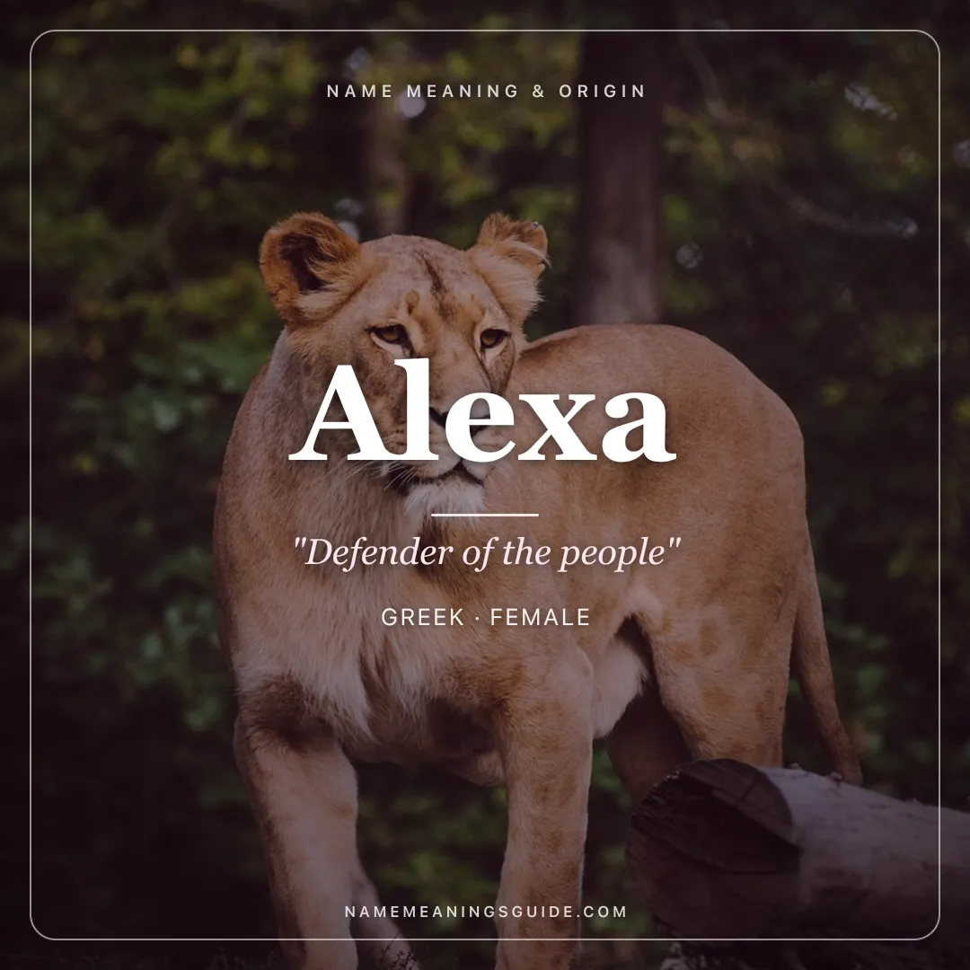 Alexa name meaning "Defender of the people" - Greek female name share card | NameMeanings