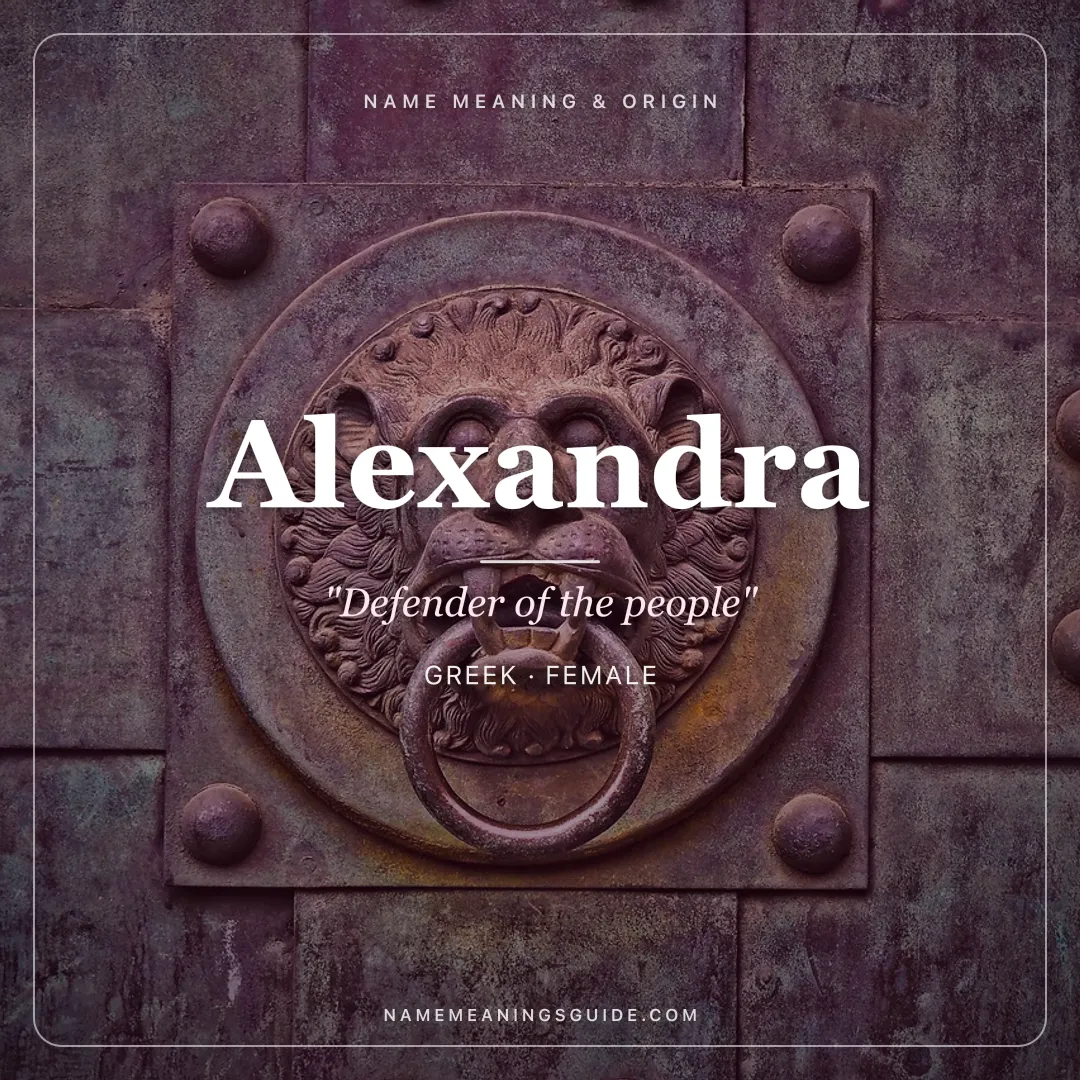 Alexandra name meaning "Defender of the people" - Greek female name share card | NameMeanings