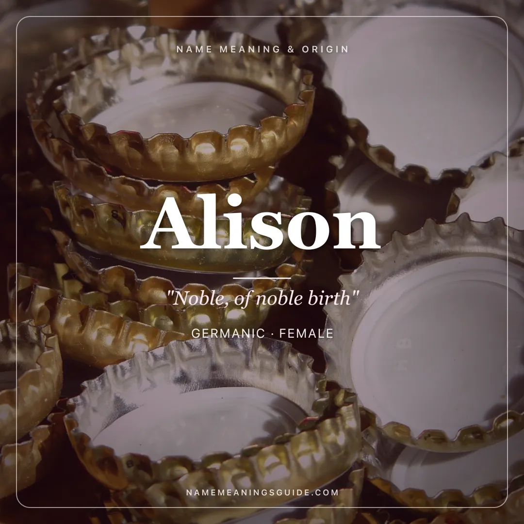 Alison name meaning "Noble, of noble birth" - Germanic female name share card | NameMeanings