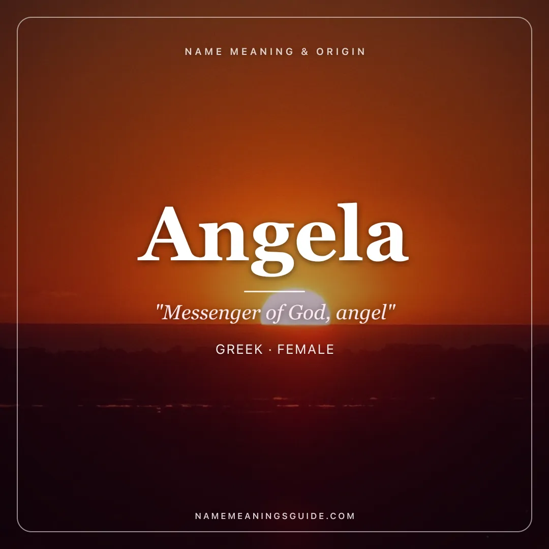 Angela name meaning "Messenger of God, angel" - Greek, Latin female name share card | NameMeanings