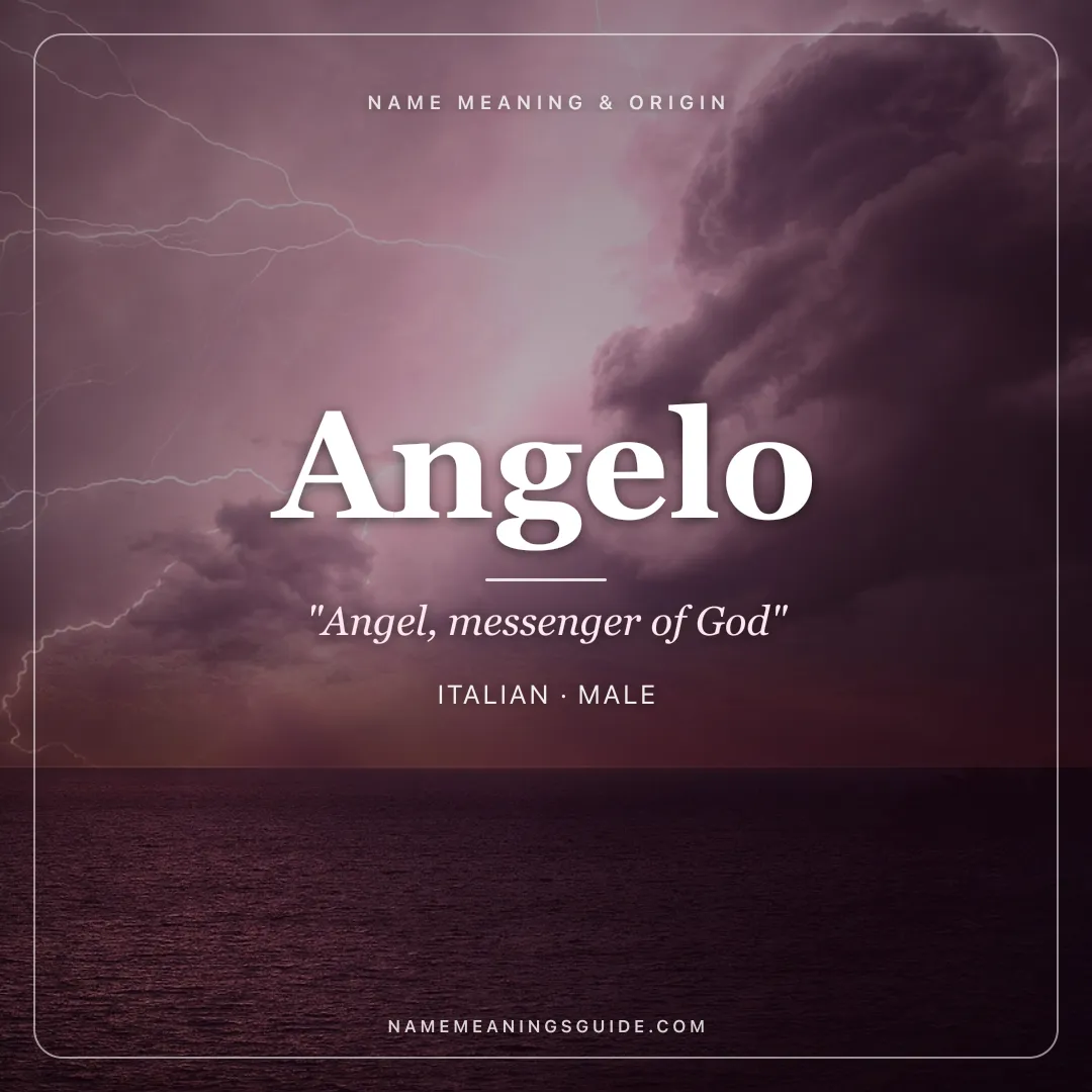 Angelo name meaning "Angel, messenger of God" - Italian male name share card | NameMeanings