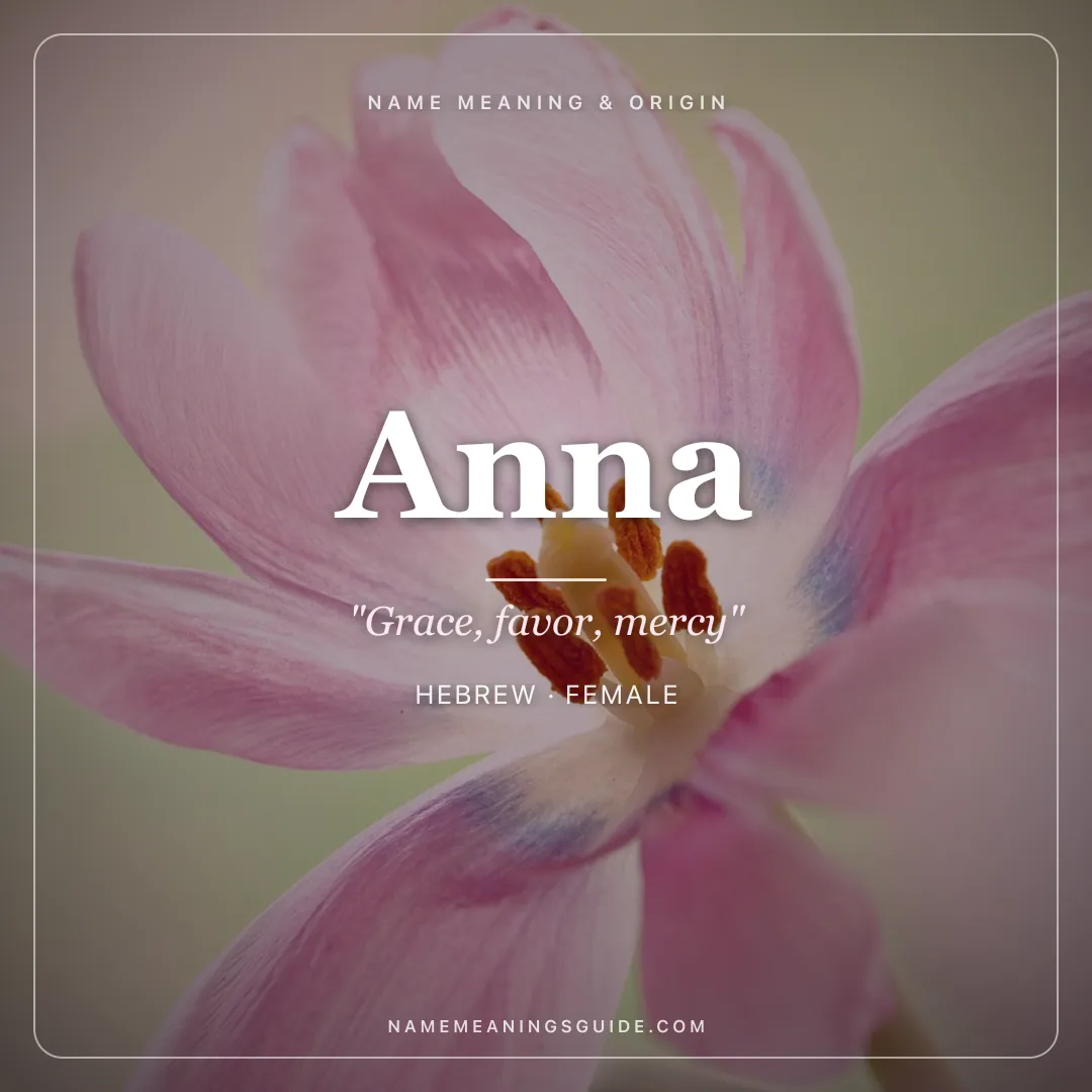 Anna name meaning "Grace, favor, mercy" - Hebrew, Greek female name share card | NameMeanings