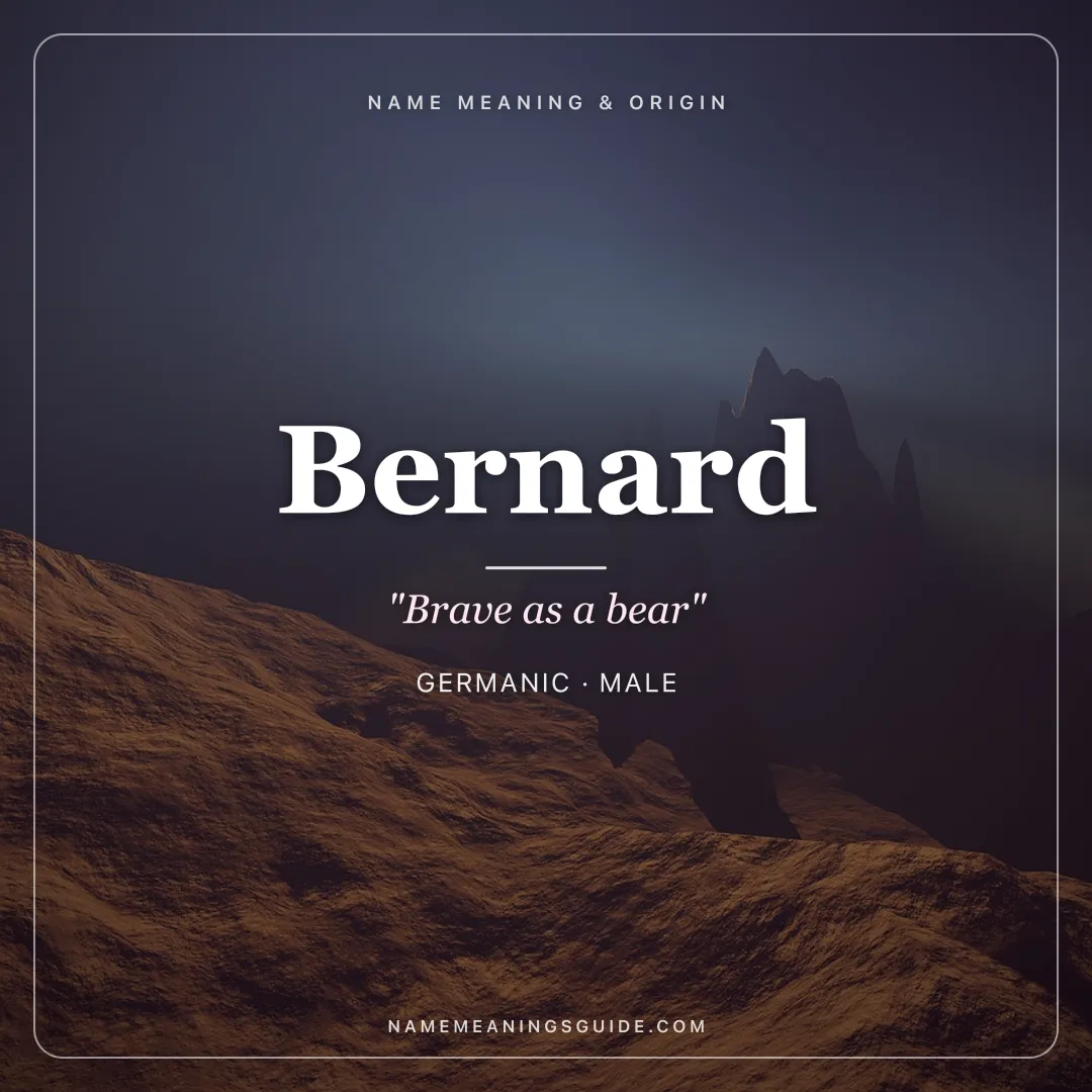 Bernard name meaning "Brave as a bear" - Germanic male name share card | NameMeanings