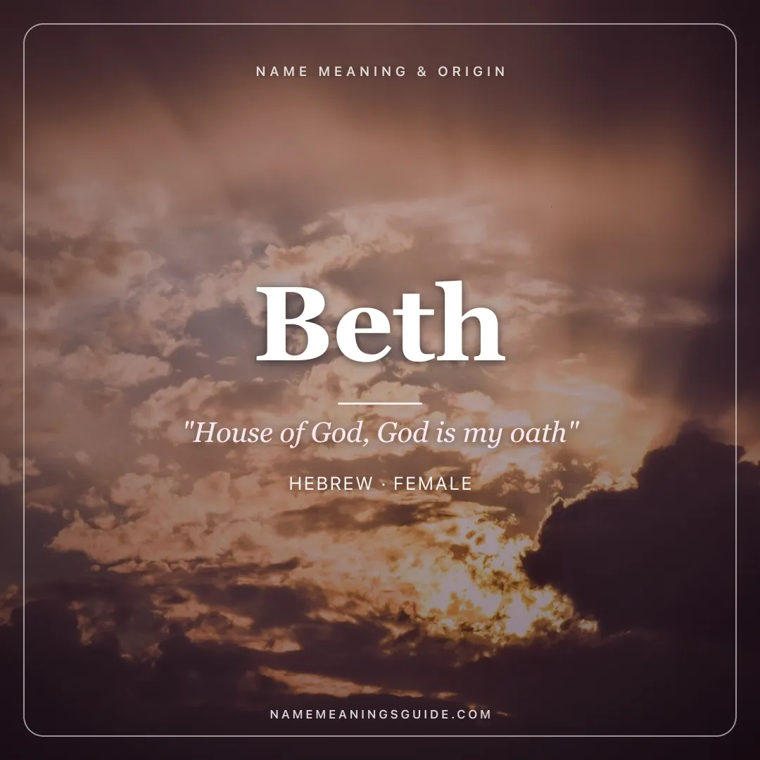 Beth name meaning "House of God, God is my oath" - Hebrew female name share card | NameMeanings