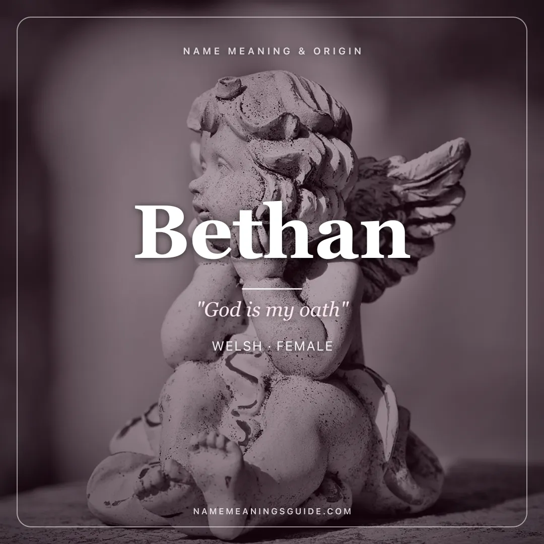 Bethan name meaning "God is my oath" - Welsh, Hebrew female name share card | NameMeanings