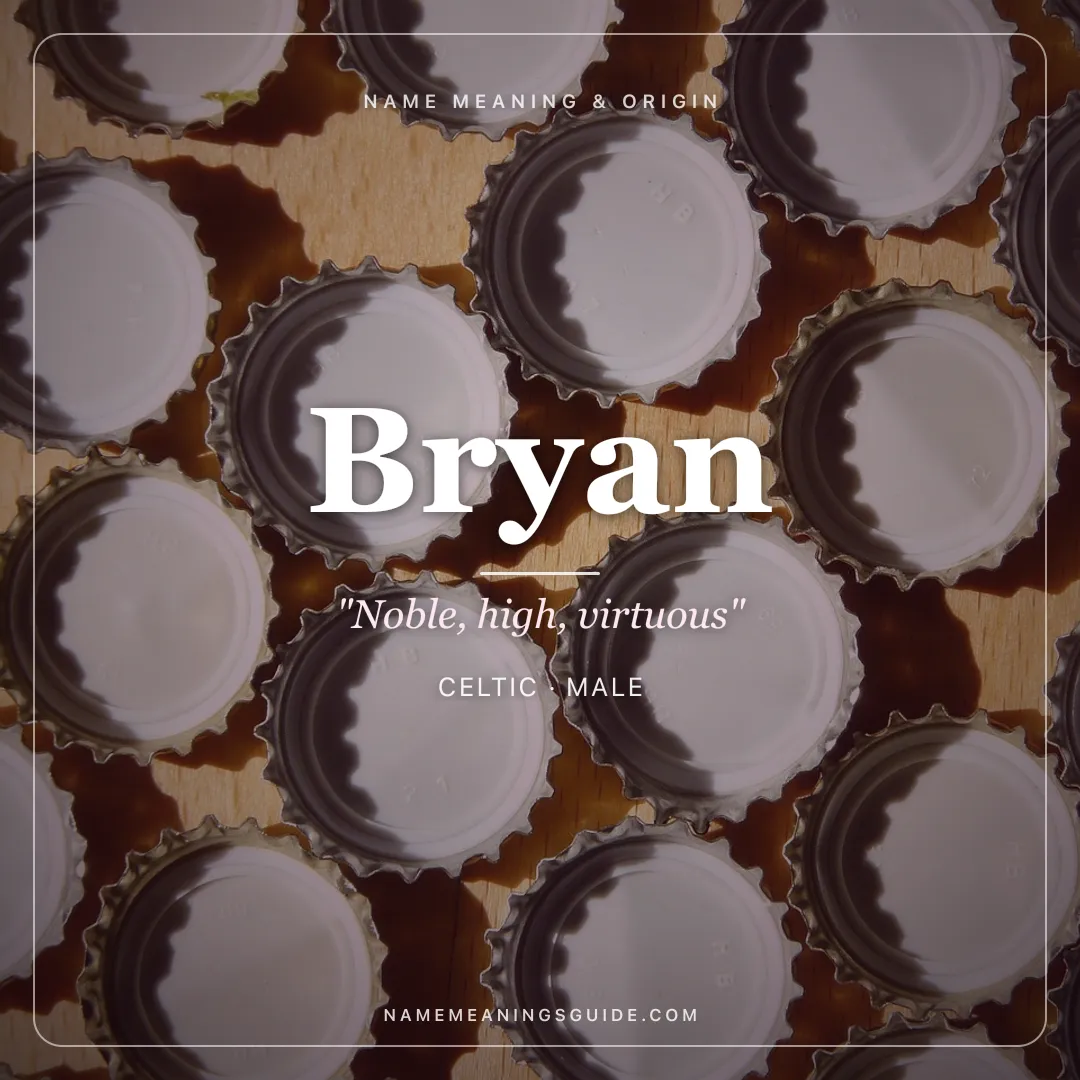 Bryan name meaning "Noble, high, virtuous" - Celtic male name share card | NameMeanings