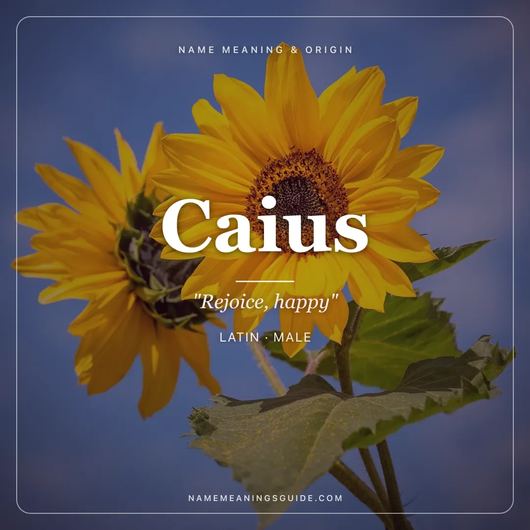 Caius name meaning "Rejoice, happy" - Latin male name share card | NameMeanings