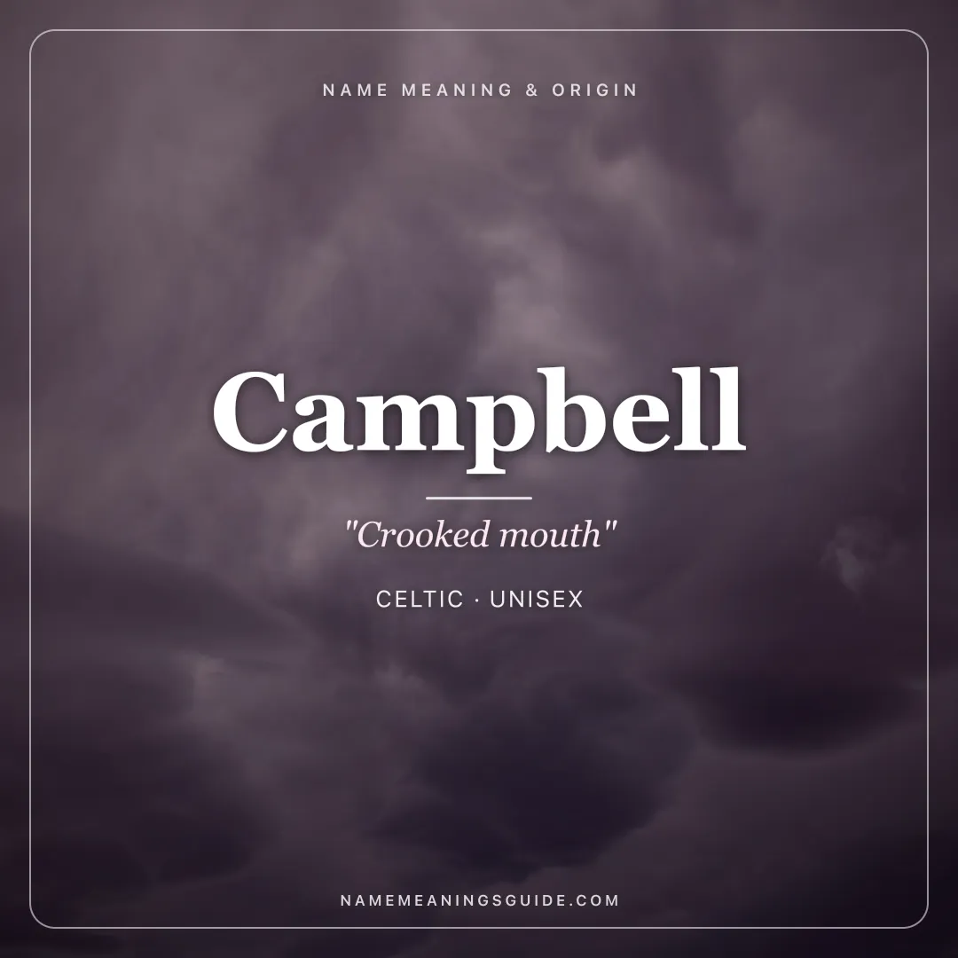 Campbell name meaning "Crooked mouth" - Celtic unisex name share card | NameMeanings