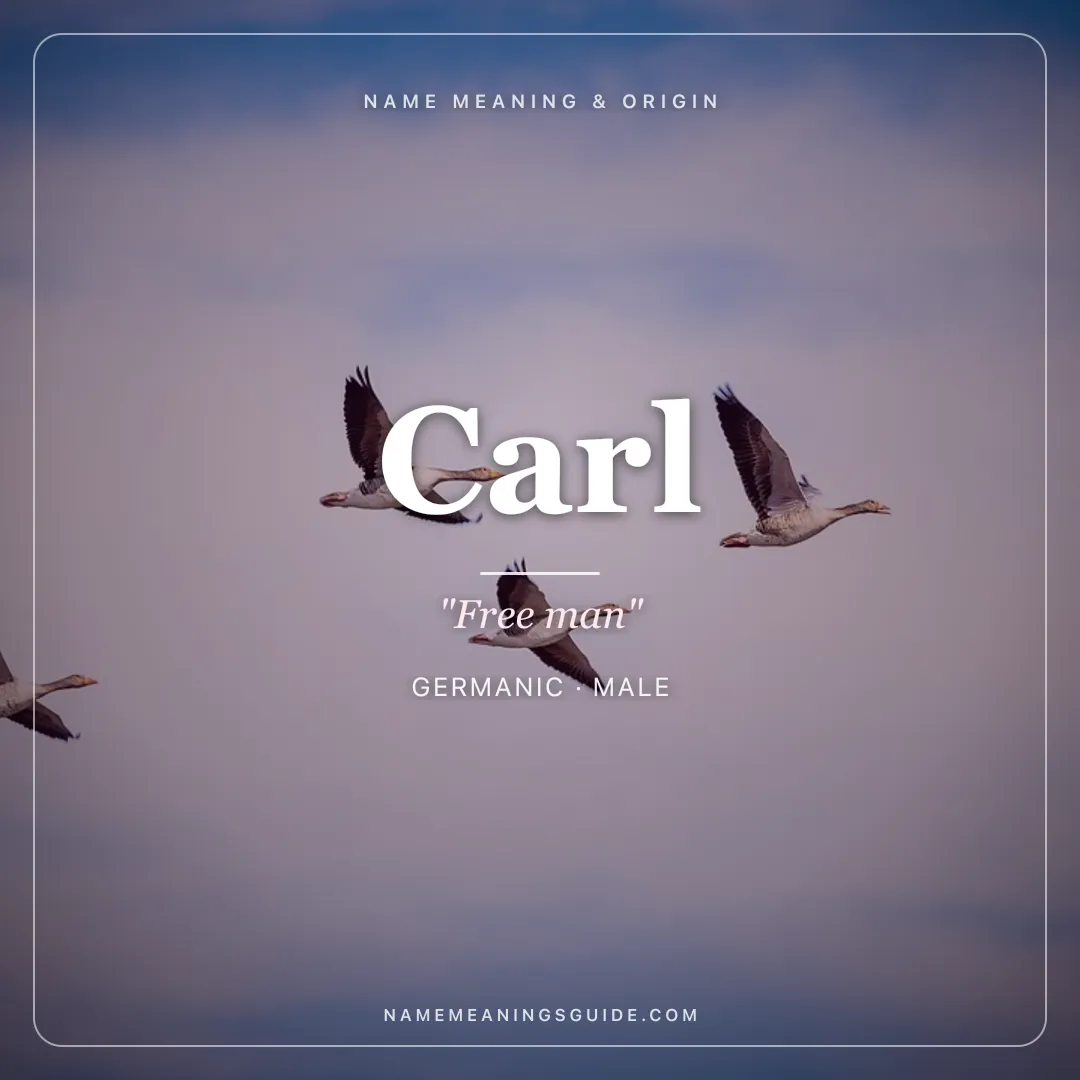 Carl name meaning "Free man" - Germanic male name share card | NameMeanings