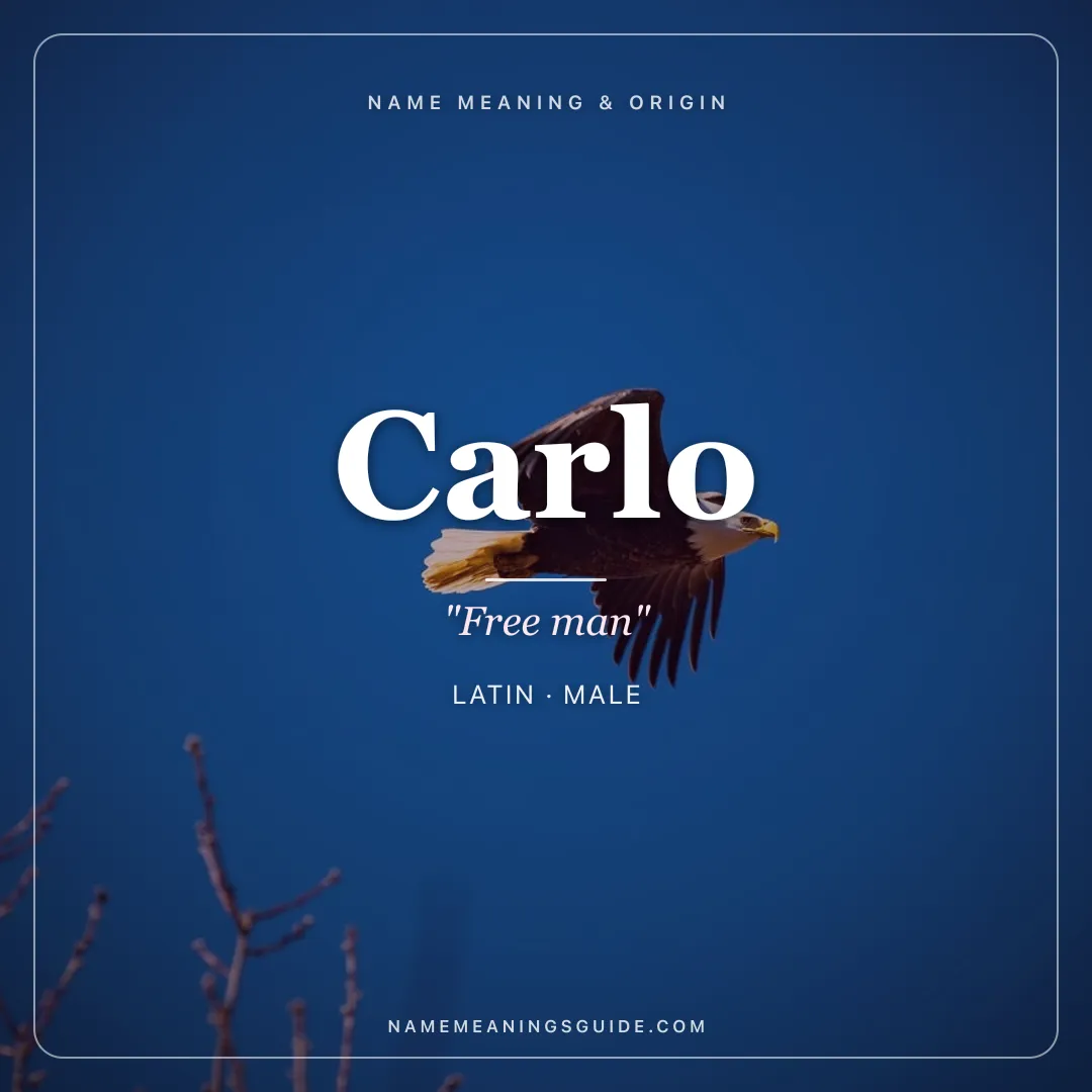 Carlo name meaning "Free man" - Latin male name share card | NameMeanings