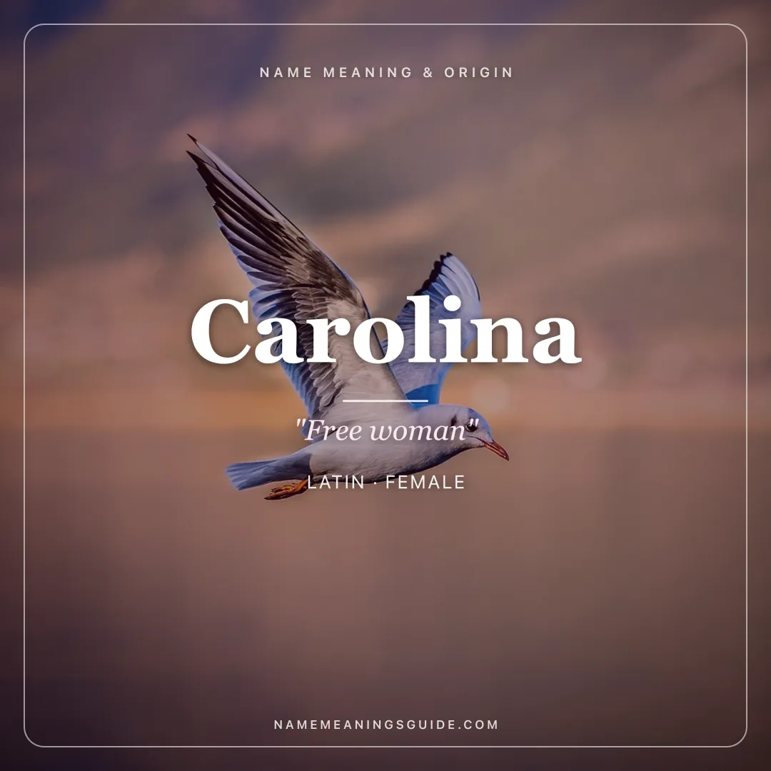 Carolina name meaning "Free woman" - Latin female name share card | NameMeanings