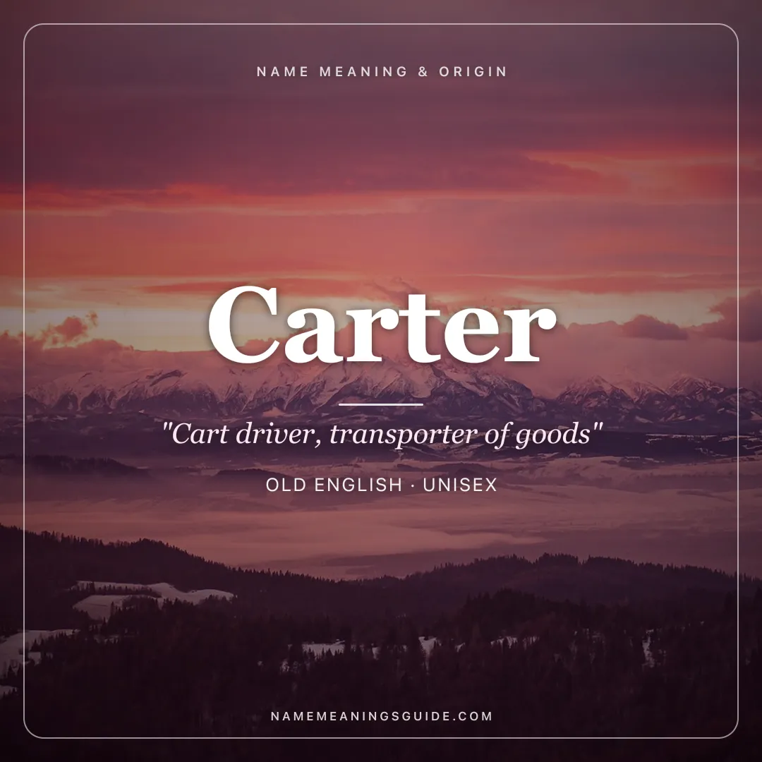 Carter name meaning "Cart driver, transporter of goods" - Old English unisex name share card | NameMeanings