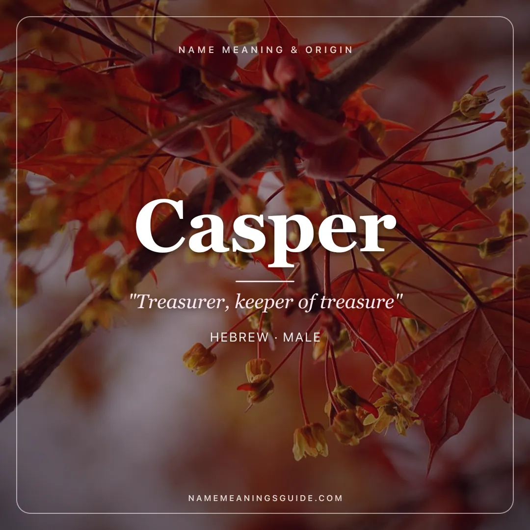 Casper name meaning "Treasurer, keeper of treasure" - Hebrew male name share card | NameMeanings