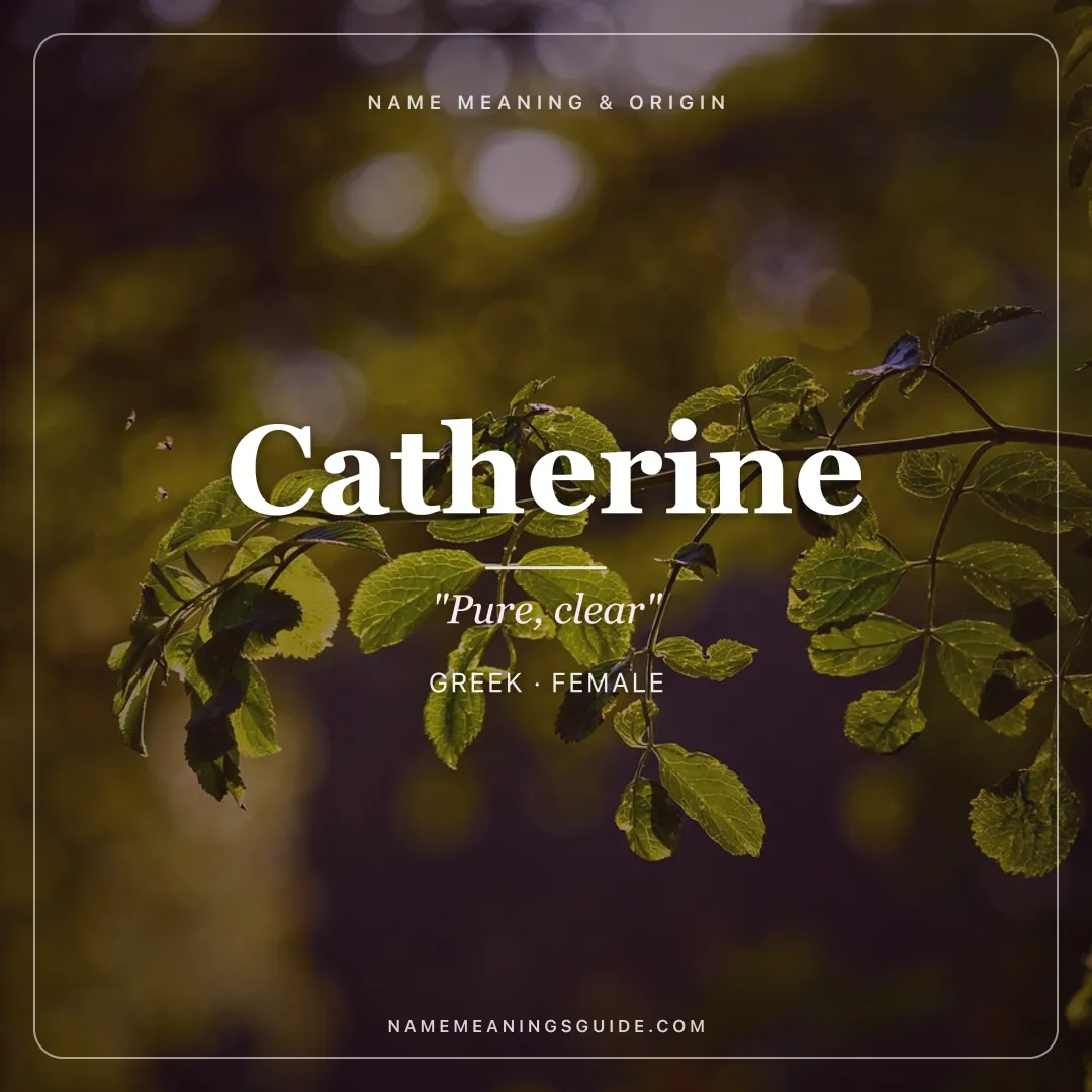 Catherine name meaning "Pure, clear" - Greek female name share card | NameMeanings