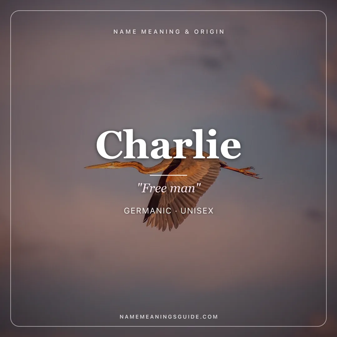 Charlie name meaning "Free man" - Germanic unisex name share card | NameMeanings