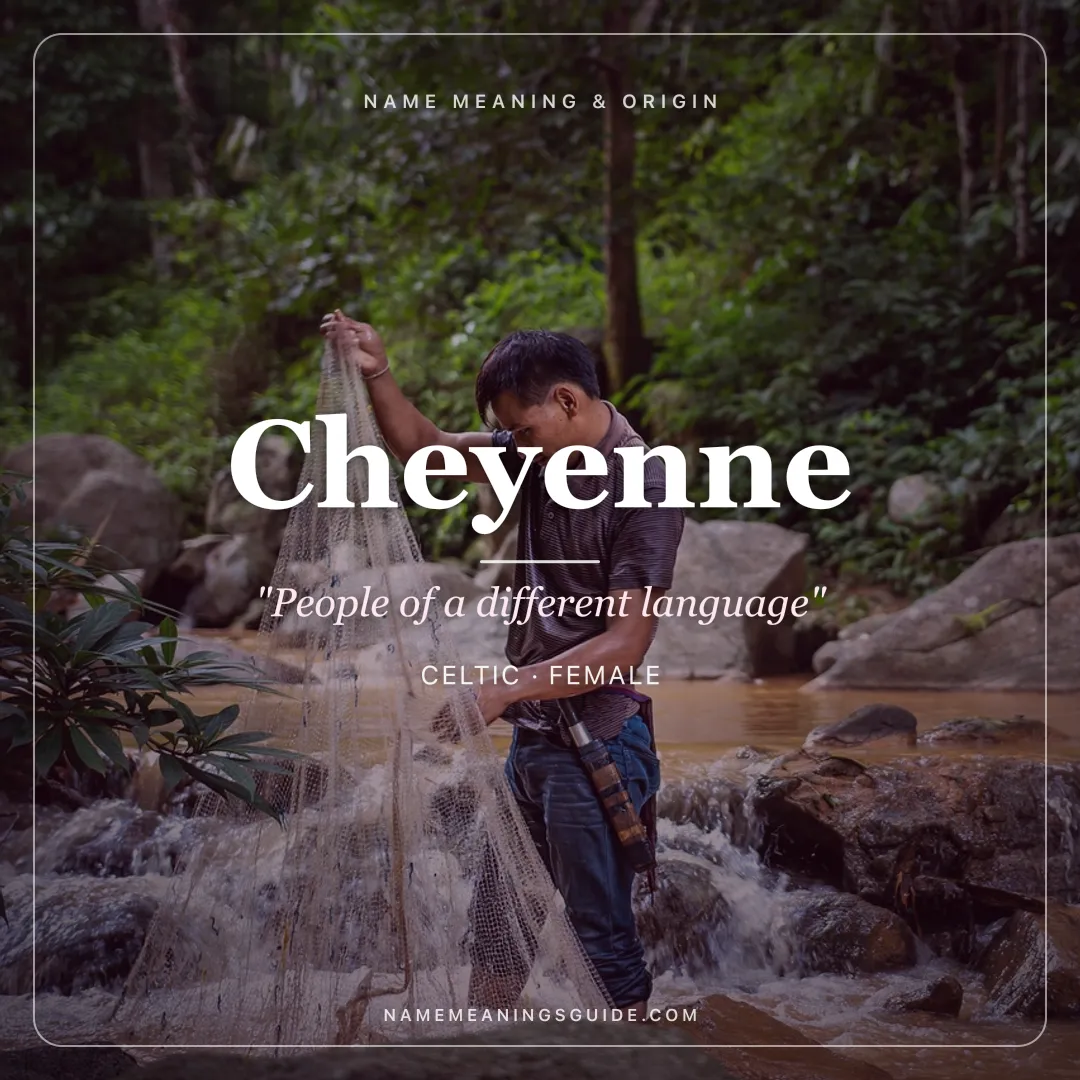 Cheyenne name meaning "People of a different language" - Celtic female name share card | NameMeanings