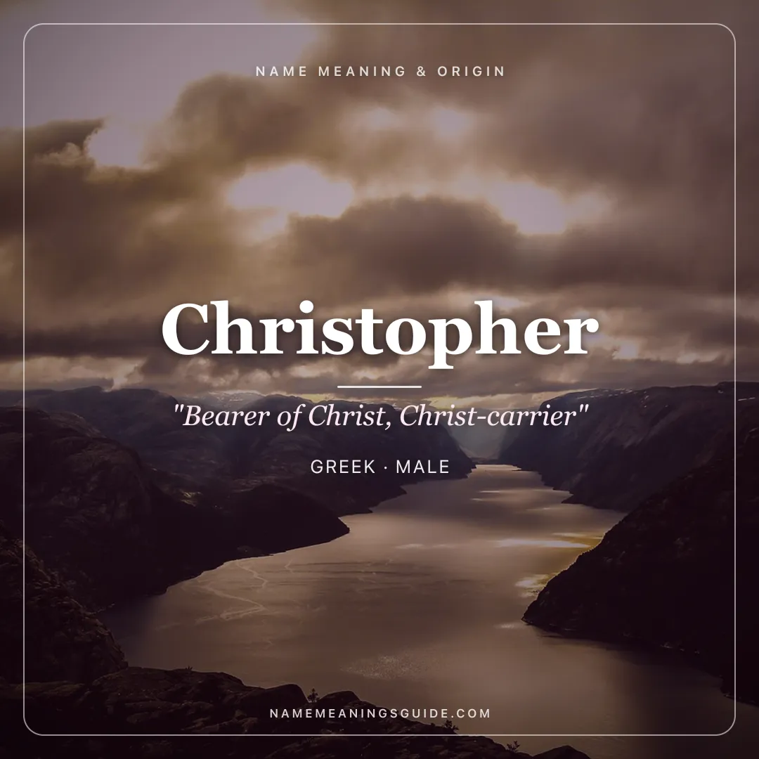 Christopher name meaning "Bearer of Christ, Christ-carrier" - Greek male name share card | NameMeanings