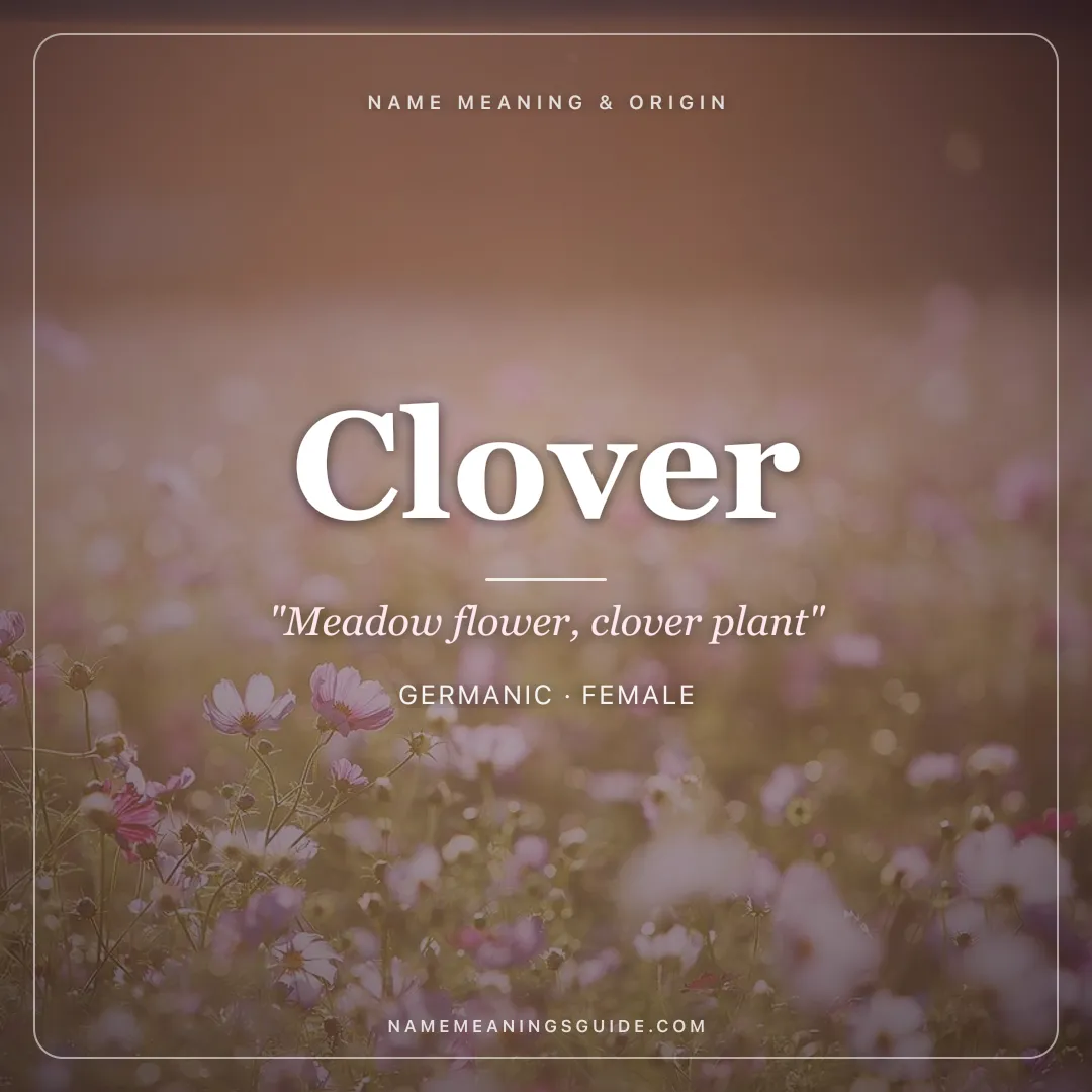 Clover name meaning "Meadow flower, clover plant" - Germanic female name share card | NameMeanings