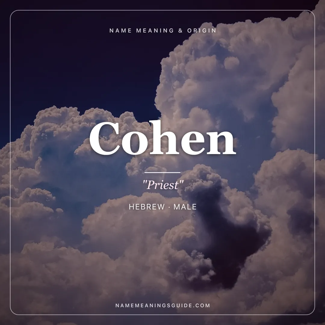 Cohen name meaning "Priest" - Hebrew male name share card | NameMeanings