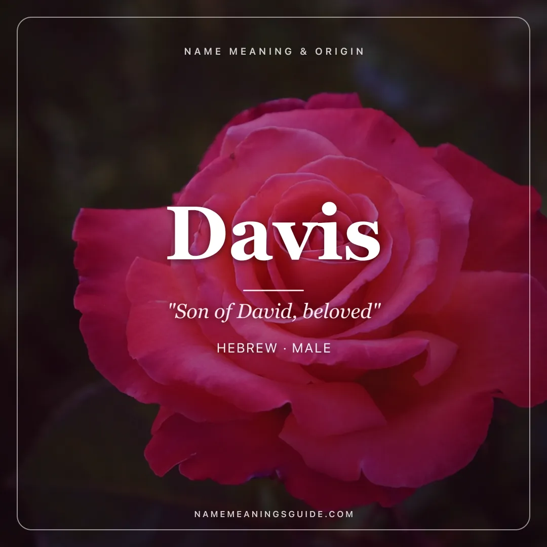 Davis name meaning "Son of David, beloved" - Hebrew male name share card | NameMeanings
