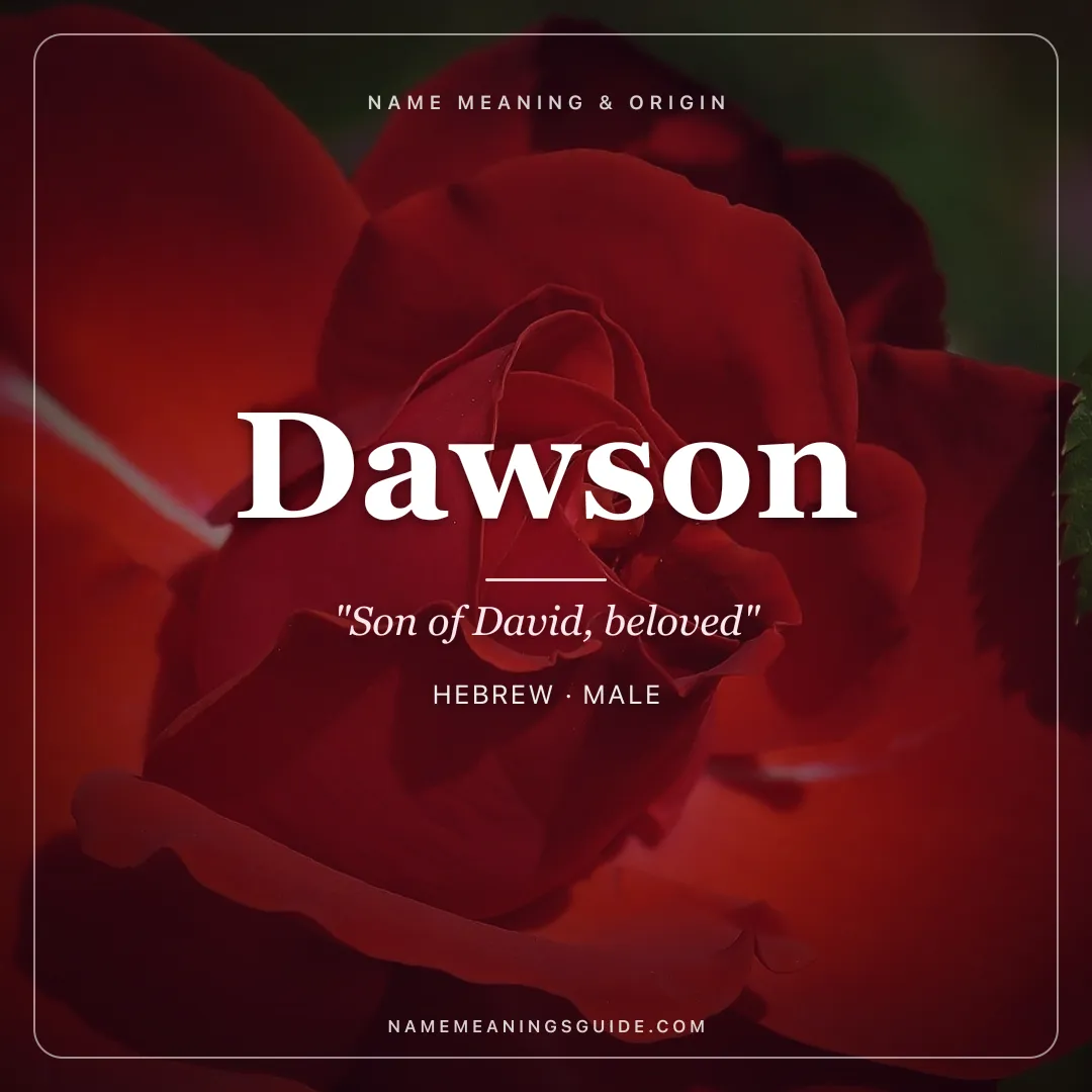 Dawson name meaning "Son of David, beloved" - Hebrew male name share card | NameMeanings