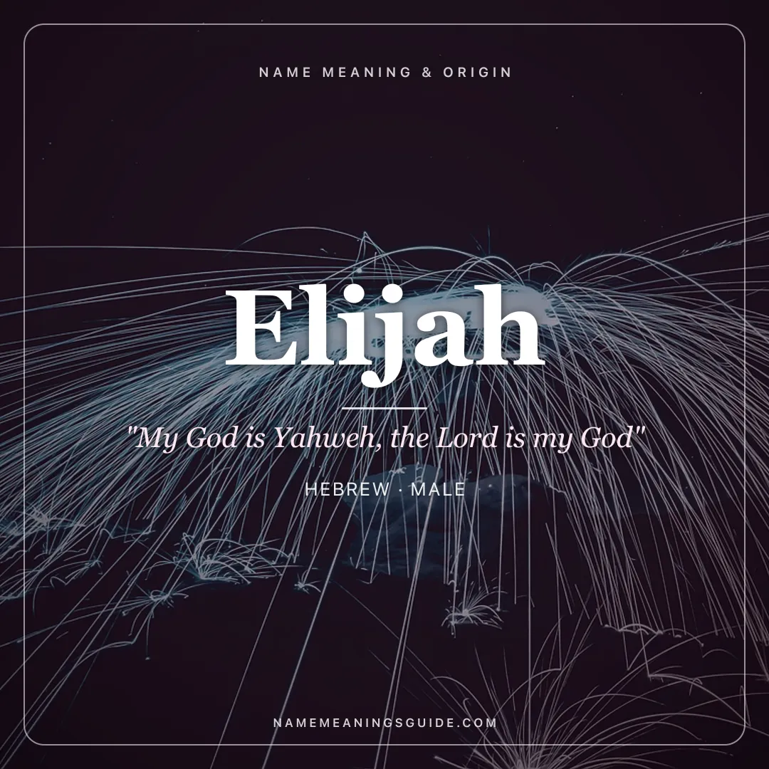 Elijah name meaning "My God is Yahweh, the Lord is my God" - Hebrew male name share card | NameMeanings