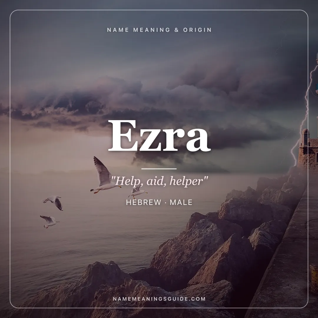 Ezra name meaning "Help, aid, helper" - Hebrew male name share card | NameMeanings