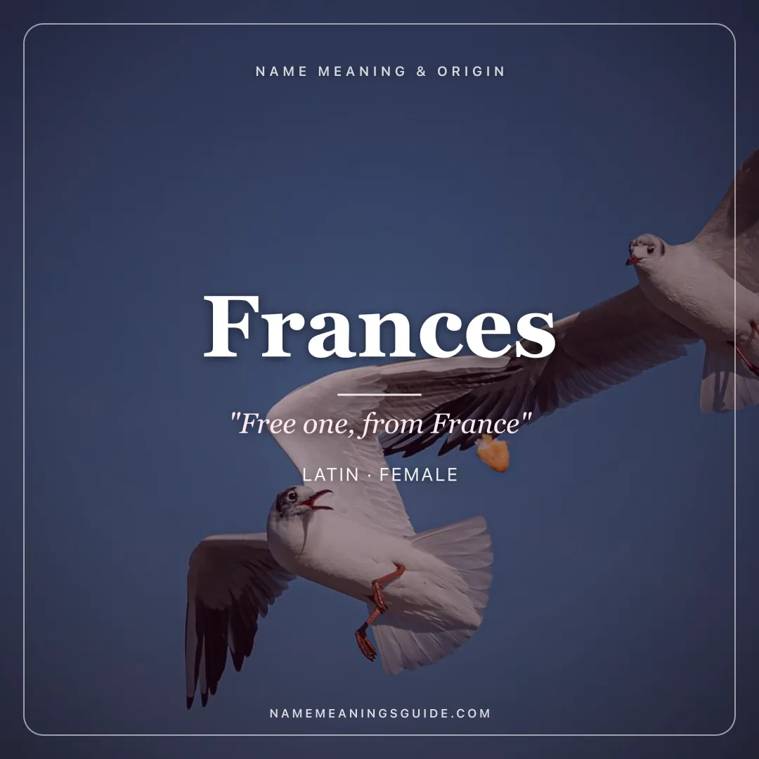 Frances name meaning "Free one, from France" - Latin, French female name share card | NameMeanings