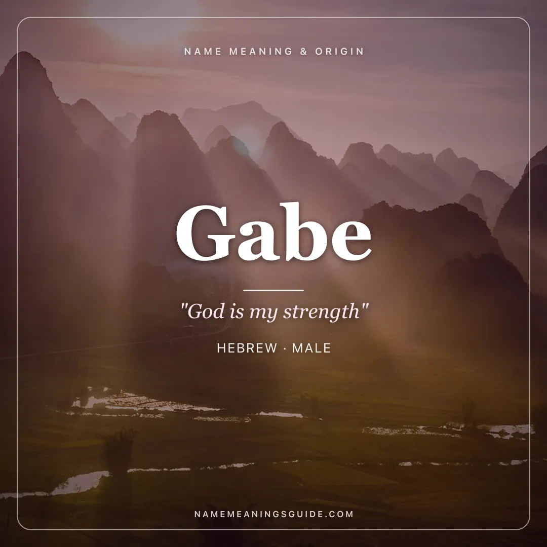 Gabe name meaning "God is my strength" - Hebrew male name share card | NameMeanings