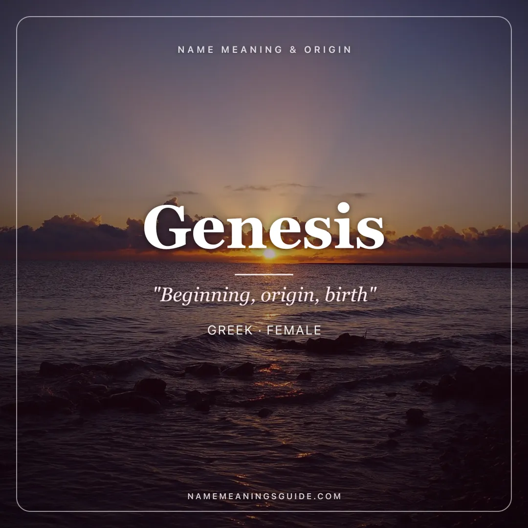 Genesis name meaning "Beginning, origin, birth" - Greek, Hebrew female name share card | NameMeanings