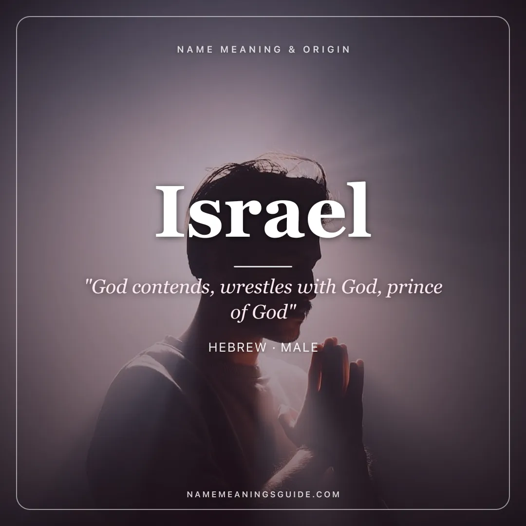 Israel name meaning "God contends, wrestles with God, prince of God" - Hebrew male name share card | NameMeanings