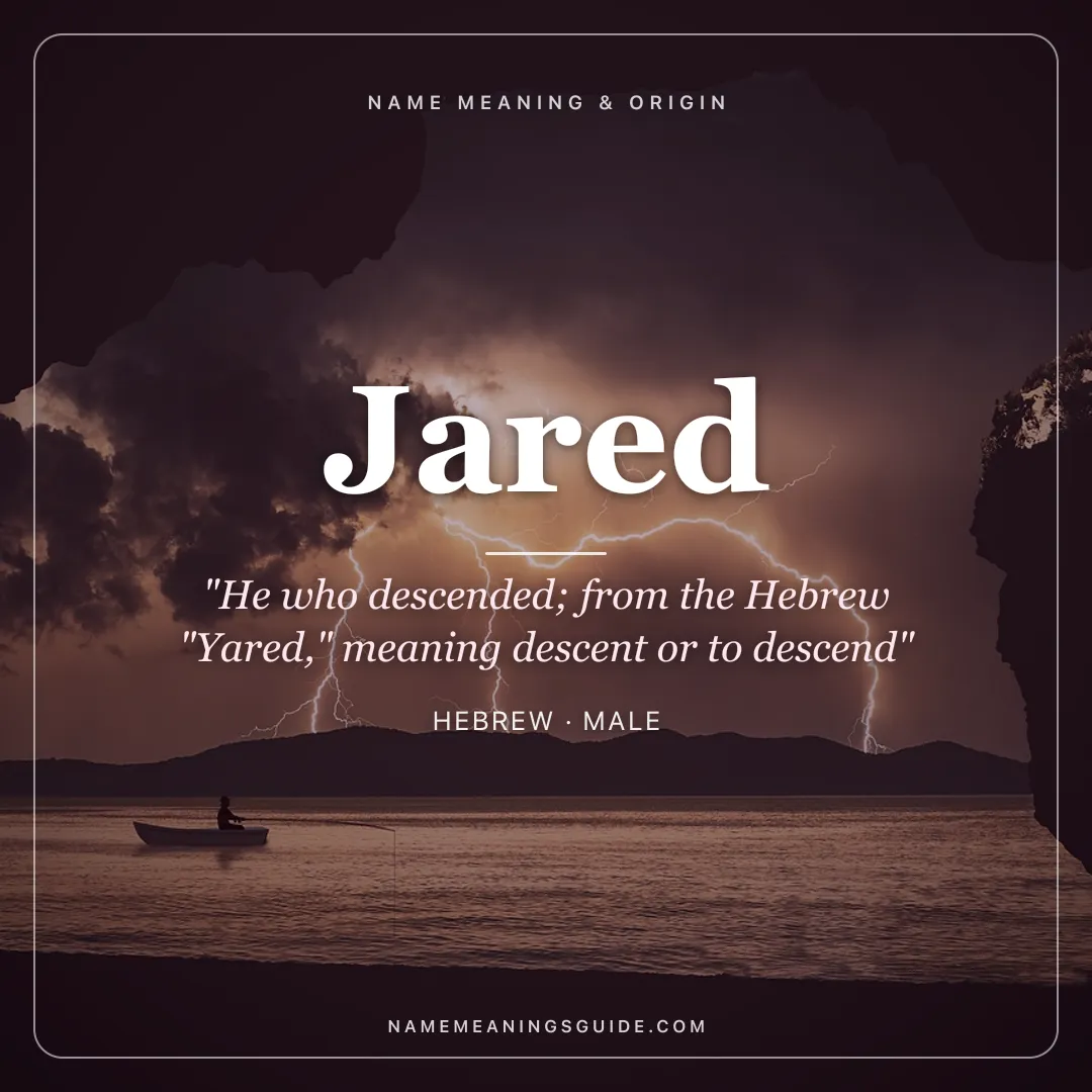 Jared name meaning "He who descended; from the Hebrew "Yared," meaning descent or to descend" - Hebrew male name share card | NameMeanings