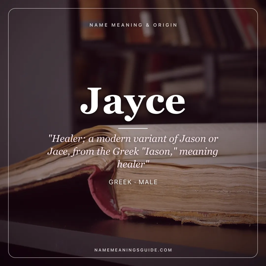 Jayce name meaning "Healer; a modern variant of Jason or Jace, from the Greek "Iason," meaning healer" - Greek male name share card | NameMeanings