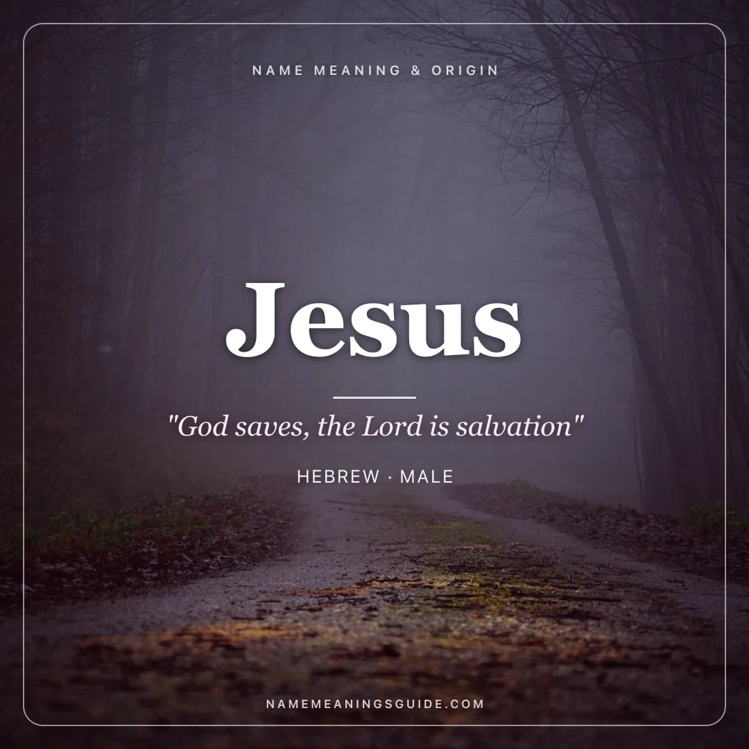 Jesus name meaning "God saves, the Lord is salvation" - Hebrew, Aramaic male name share card | NameMeanings
