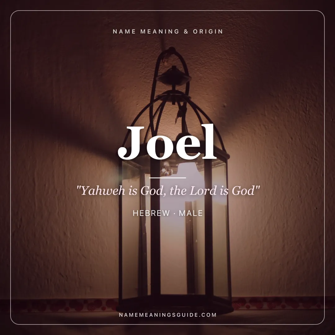 Joel name meaning "Yahweh is God, the Lord is God" - Hebrew male name share card | NameMeanings