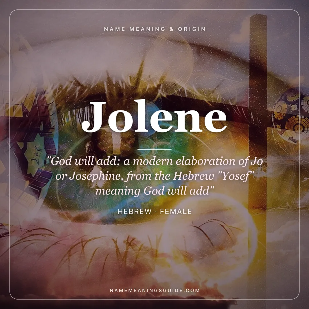 Jolene name meaning "God will add; a modern elaboration of Jo or Josephine, from the Hebrew "Yosef" meaning God will add" - Hebrew female name share card | NameMeanings