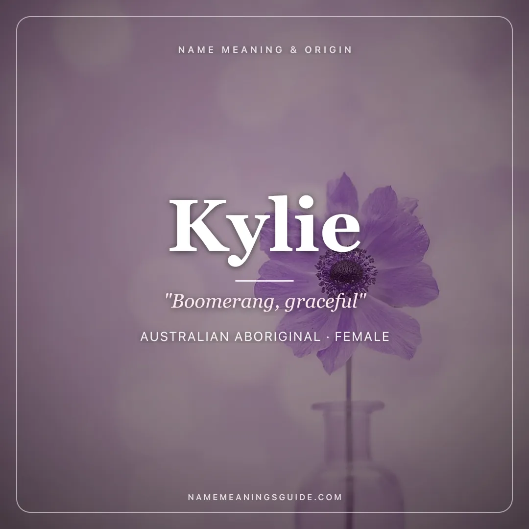Kylie name meaning "Boomerang, graceful" - Australian Aboriginal, Irish female name share card | NameMeanings
