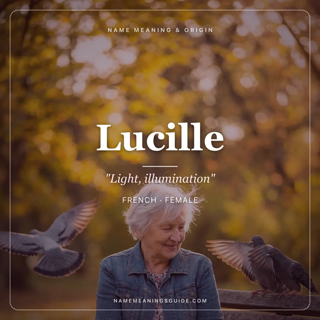 Lucille name meaning "Light, illumination" - French, Latin female name share card | NameMeanings