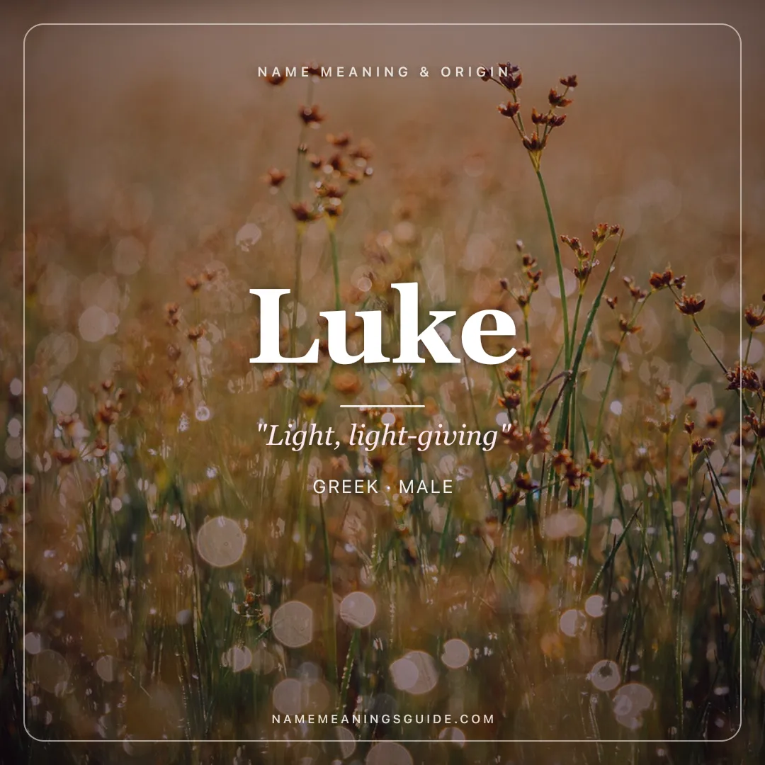 Luke name meaning "Light, light-giving" - Greek, Latin male name share card | NameMeanings