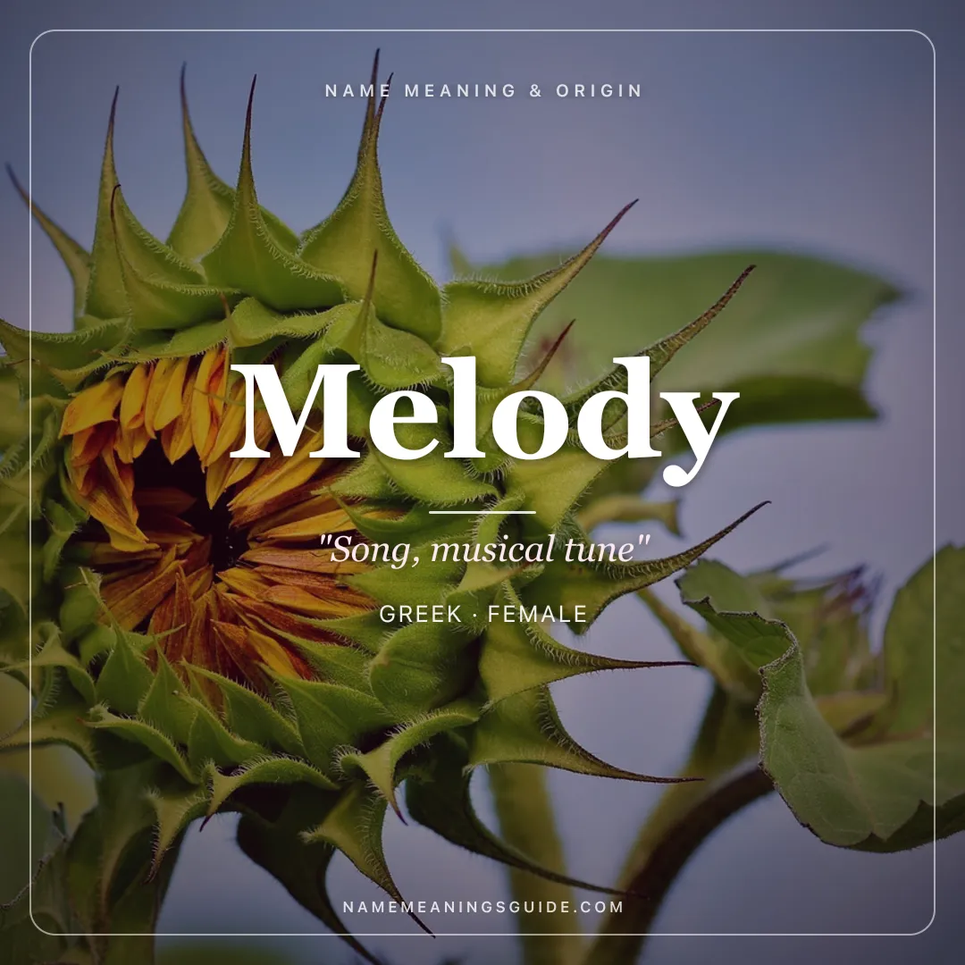 Melody name meaning "Song, musical tune" - Greek female name share card | NameMeanings