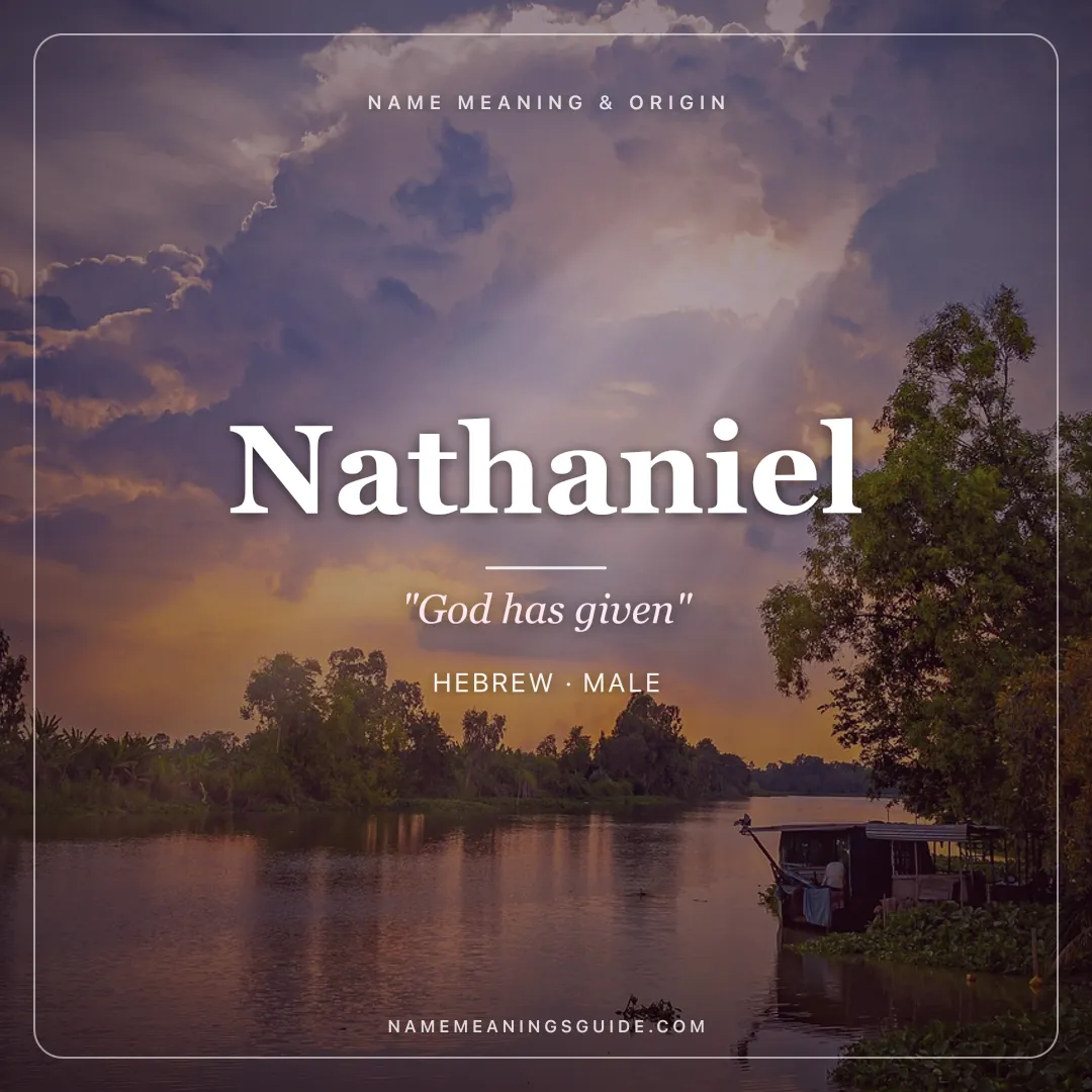 Nathaniel name meaning "God has given" - Hebrew male name share card | NameMeanings