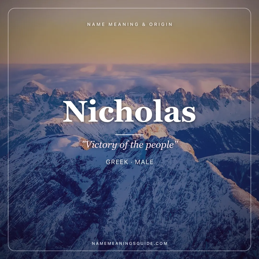 Nicholas name meaning "Victory of the people" - Greek male name share card | NameMeanings