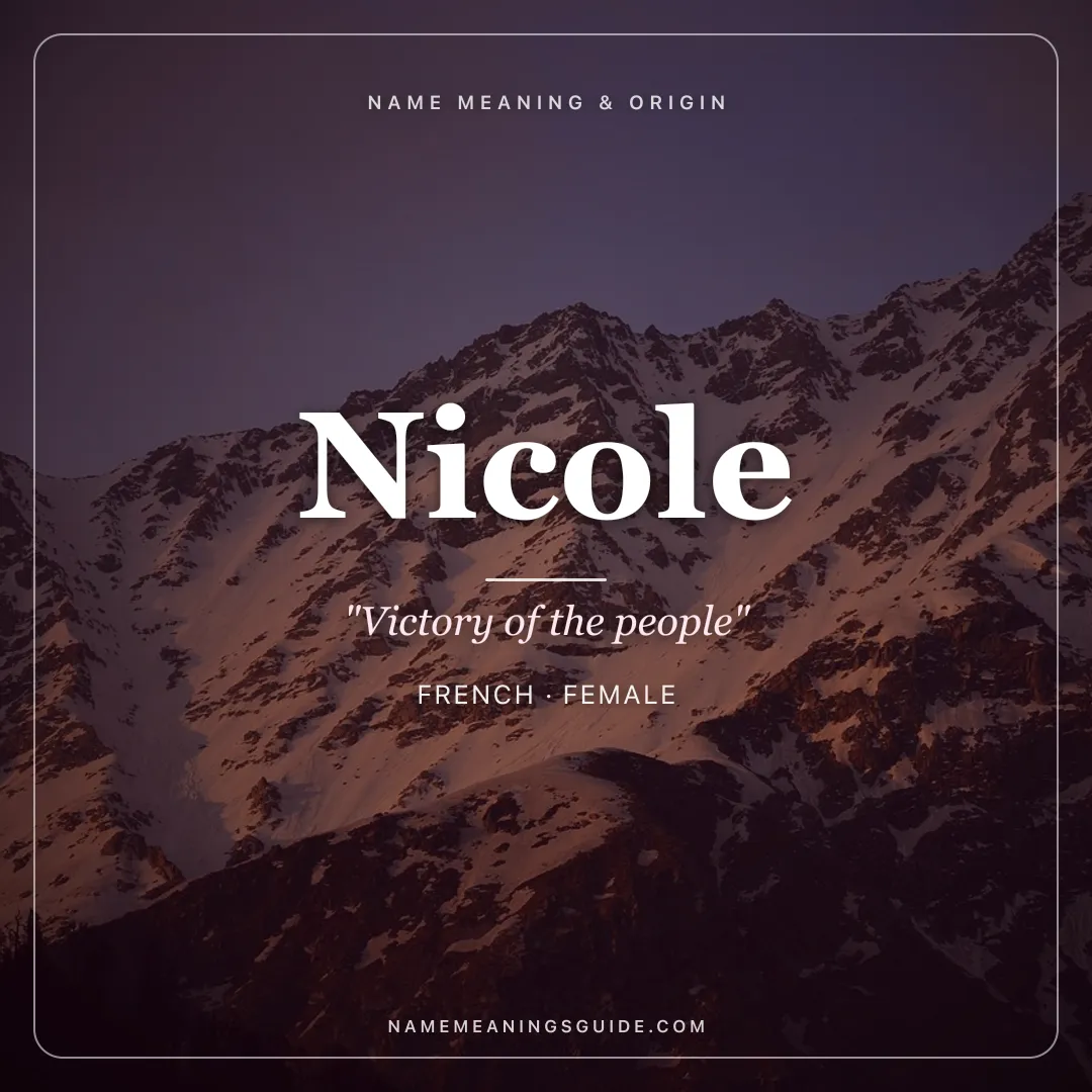 Nicole name meaning "Victory of the people" - French, Greek female name share card | NameMeanings
