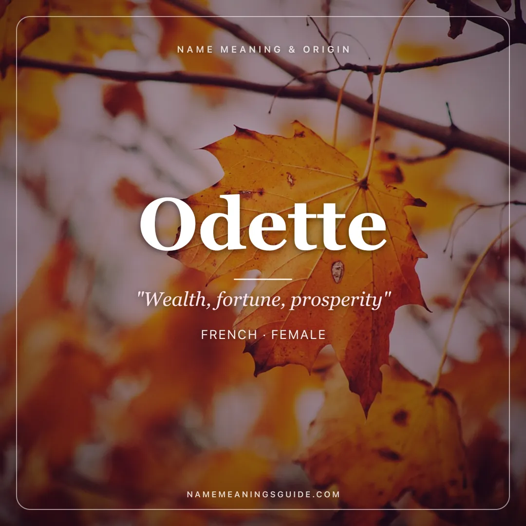 Odette name meaning "Wealth, fortune, prosperity" - French, Germanic female name share card | NameMeanings