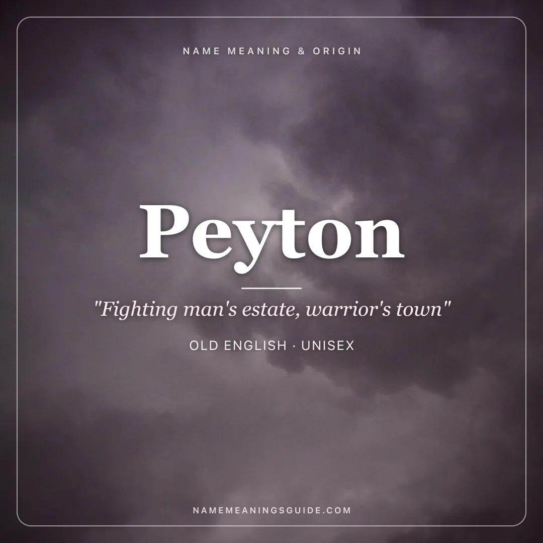Peyton name meaning "Fighting man's estate, warrior's town" - Old English unisex name share card | NameMeanings