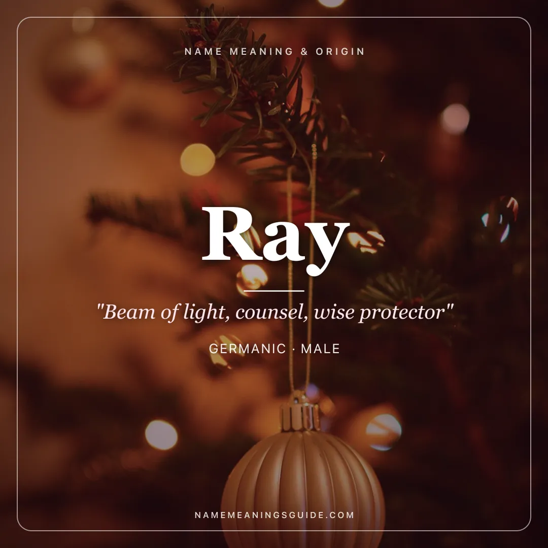 Ray name meaning "Beam of light, counsel, wise protector" - Germanic, Old French male name share card | NameMeanings
