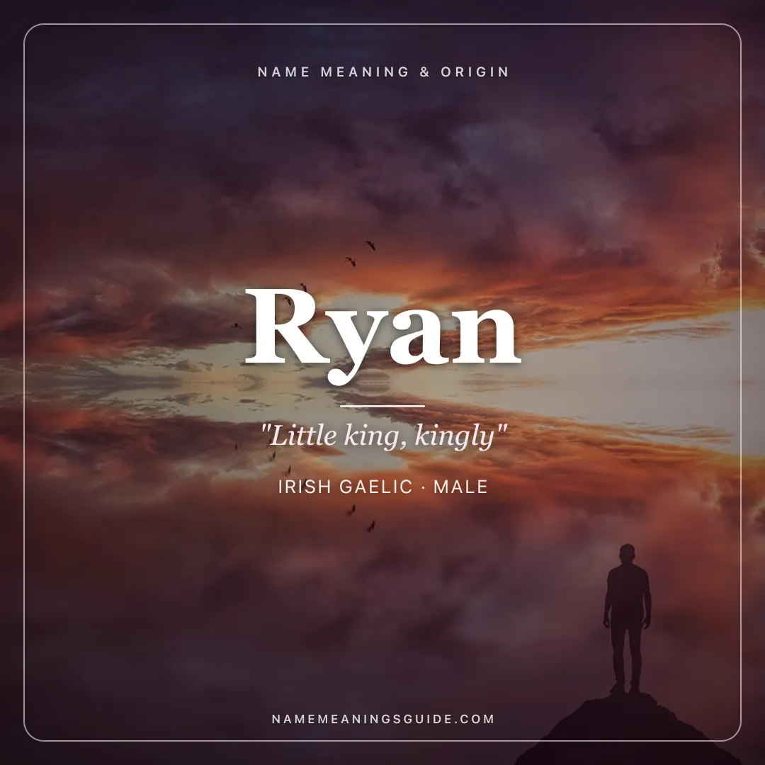 Ryan name meaning "Little king, kingly" - Irish Gaelic male name share card | NameMeanings