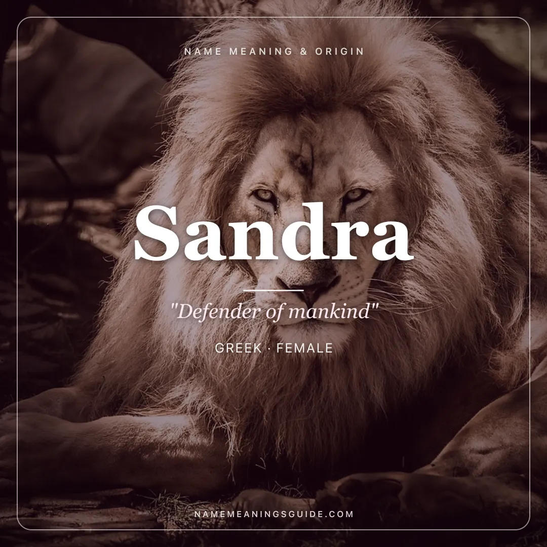 Sandra name meaning "Defender of mankind" - Greek, Italian female name share card | NameMeanings