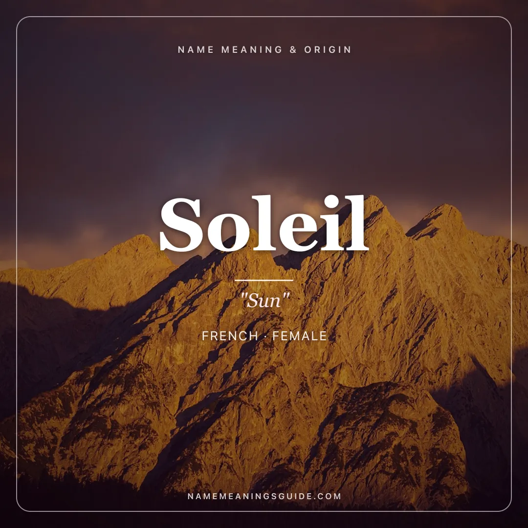 Soleil name meaning "Sun" - French female name share card | NameMeanings