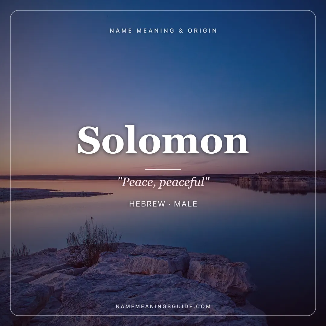 Solomon name meaning "Peace, peaceful" - Hebrew male name share card | NameMeanings